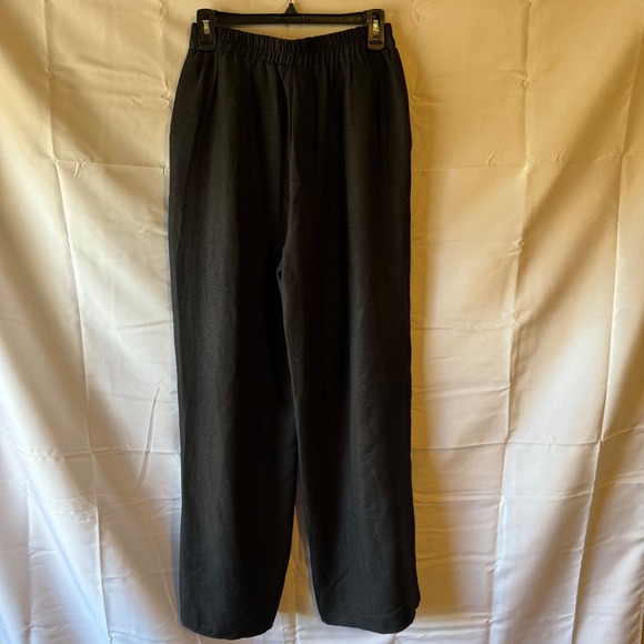 Women's High Rise Black Wide Leg Pants Elastic Waist Size M Workwear Comfortable - Picture 4 of 10